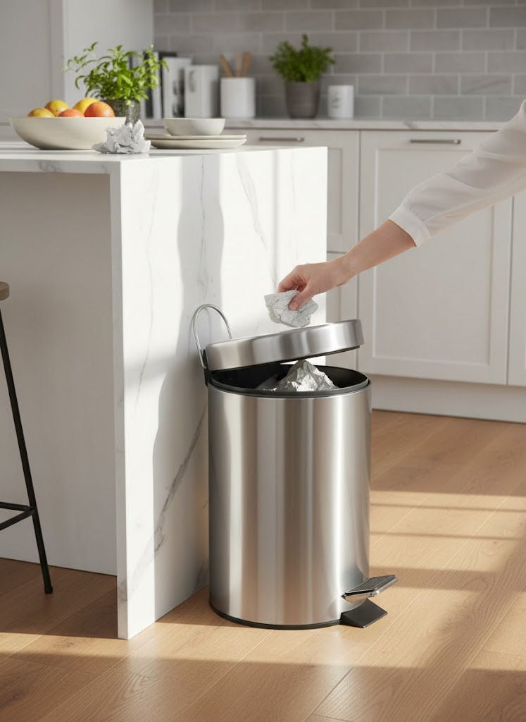 Trust Stainless Steel Trash Bin 20L Silver Anti-Fingerprint & Soft Close Lid - Image 3